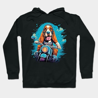 Basset Hound riding a motorcycle Hoodie